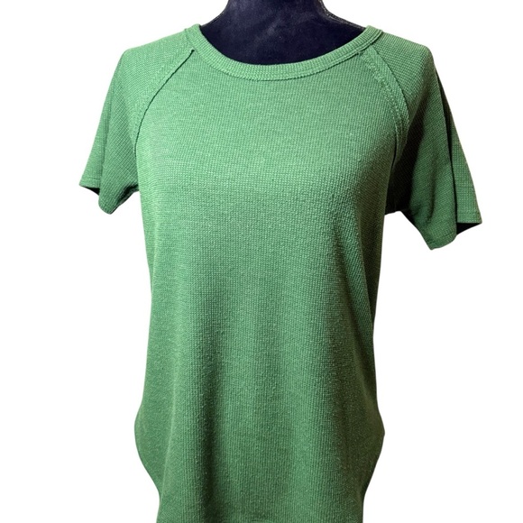 Zenana Outfitters | Short Sleeve Green Waffle Tee | Sz L - Picture 1 of 6